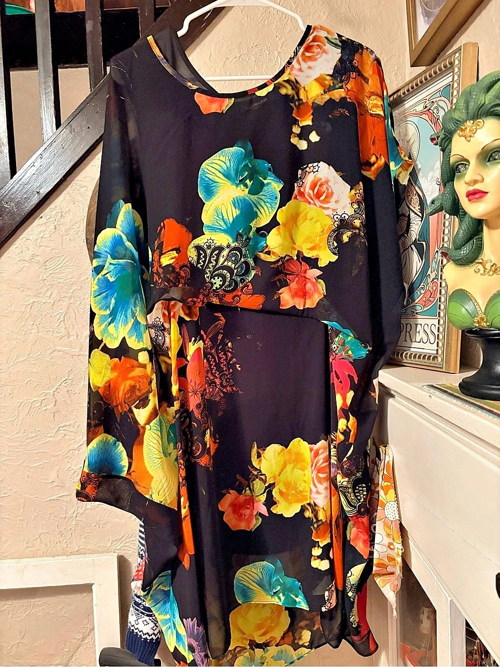 LoveRobe for Simply Be CHU939 Floral Maxi Dress in Black & Multicolor Size 18